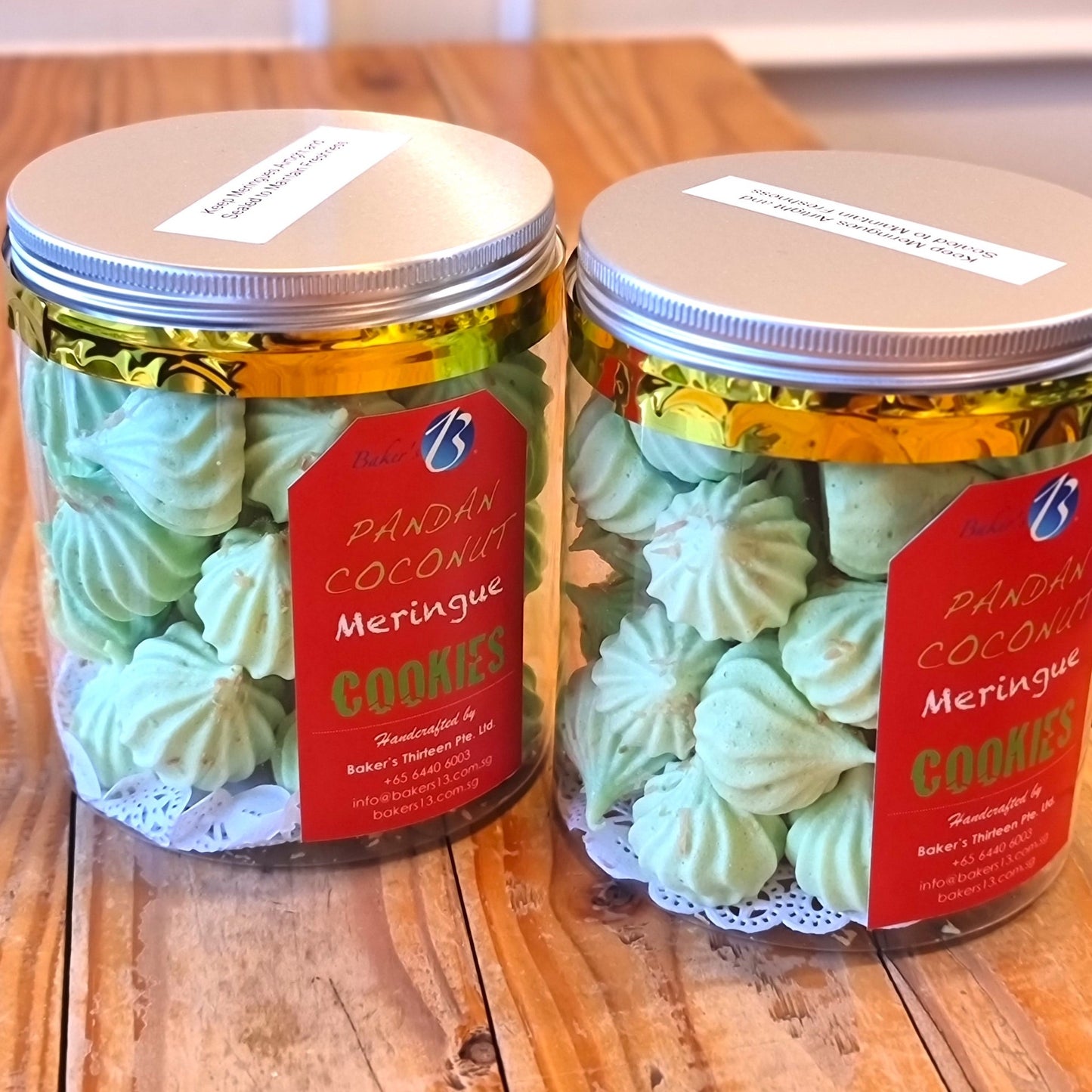 Pandan Coconut Meringue Cookies