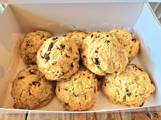 Box of scones with cranberries and orange
